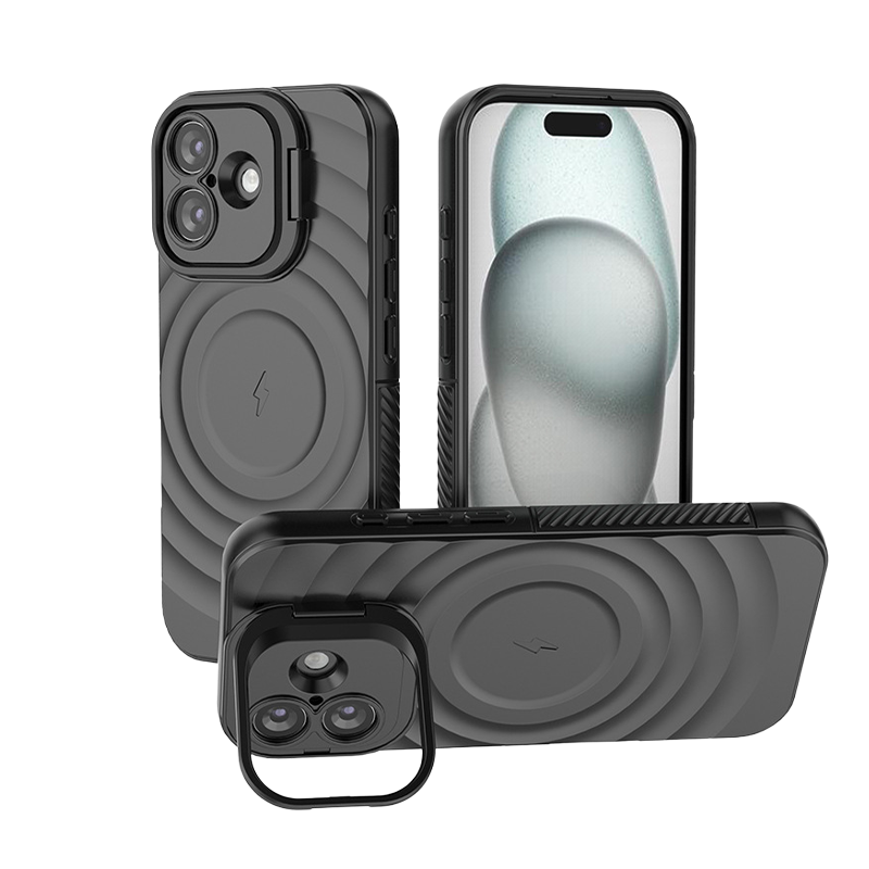 Full-Coverage Invisible Frame Apple 17 Wavy Pattern Shockproof Phone Case for iPhone Series