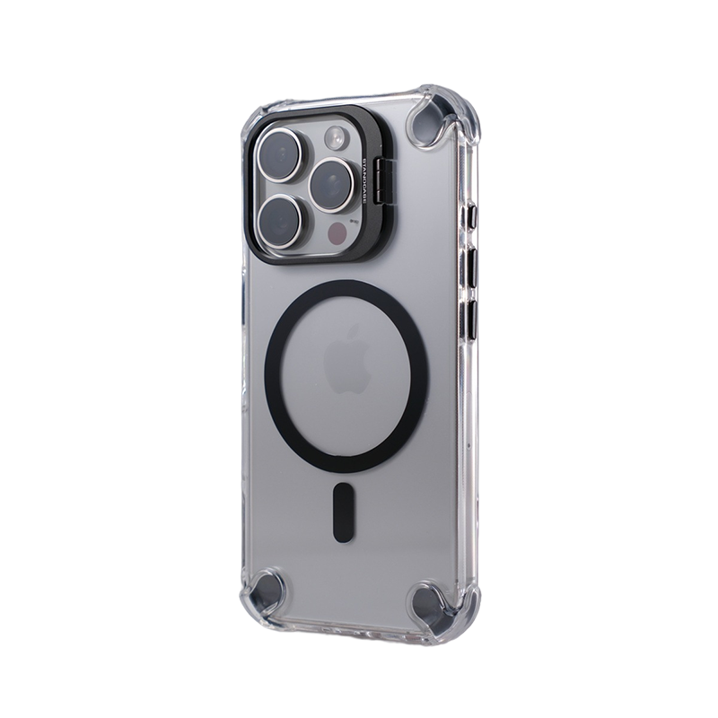 Transparent Magnetic Apple Series Lens Holder with Four-Corner Air Cushion Drop Protection Case for iPhone 17 (Pre-order)