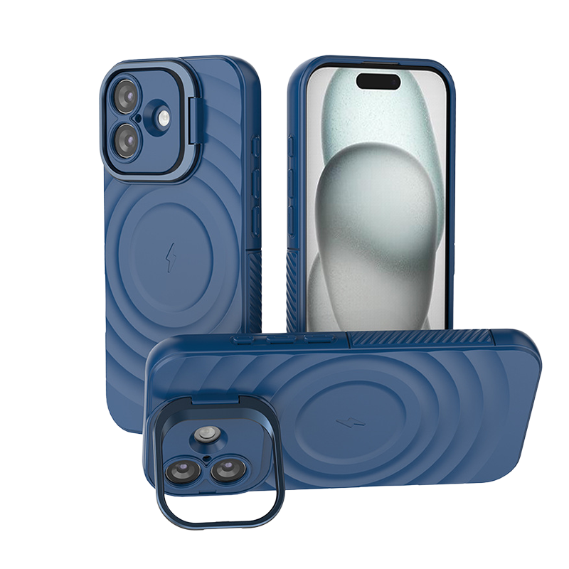 Full-Coverage Invisible Frame Apple 17 Wavy Pattern Shockproof Phone Case for iPhone Series