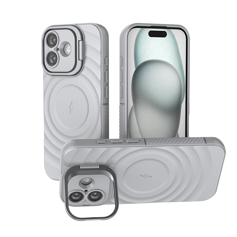 Full-Coverage Invisible Frame Apple 17 Wavy Pattern Shockproof Phone Case for iPhone Series