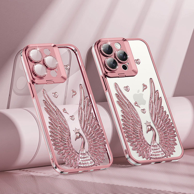 JOYKASE Angel Wing Electroplated Transparent Lens Holder for iPhone 17 Pro Max