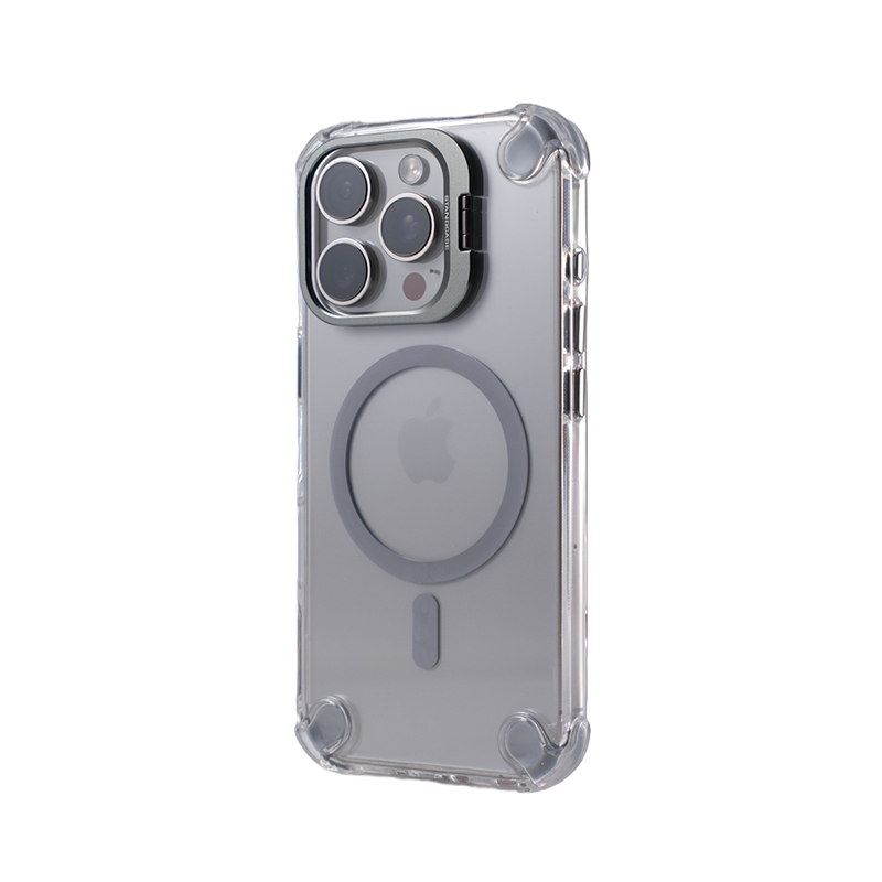 Transparent Magnetic Apple Series Lens Holder with Four-Corner Air Cushion Drop Protection Case for iPhone 17 (Pre-order)