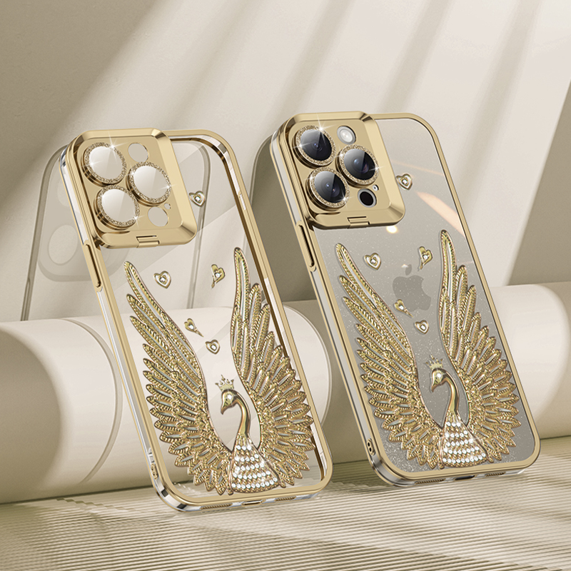 JOYKASE Angel Wing Electroplated Transparent Lens Holder for iPhone 17 Pro Max