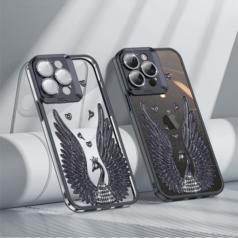 JOYKASE Angel Wing Electroplated Transparent Lens Holder for iPhone 17 Pro Max