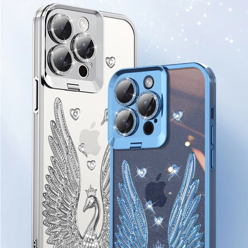 Angel Wing Electroplated Transparent Lens Holder for iPhone 17 Series