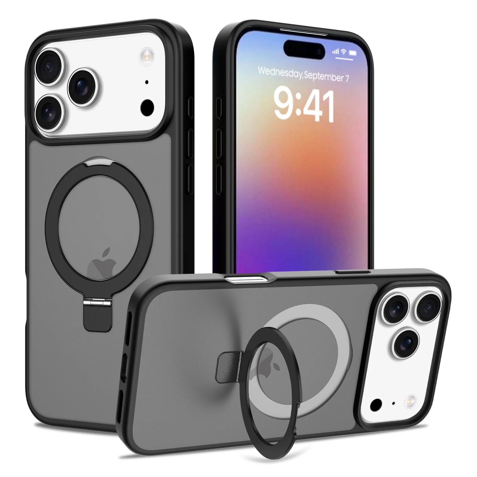 Apple Series Magnetic Shockproof Matte Pivot Stand Protective Case for iPhone 17 Pro Max (Pre-order)