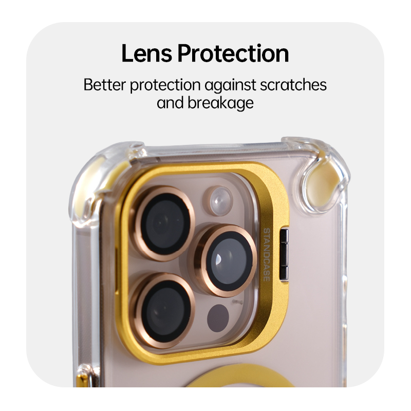 Transparent Magnetic Apple Series Lens Holder with Four-Corner Air Cushion Drop Protection Case for iPhone 17 (Pre-order)