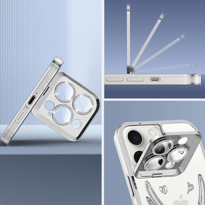 Angel Wing Electroplated Transparent Lens Holder for iPhone 17 Series