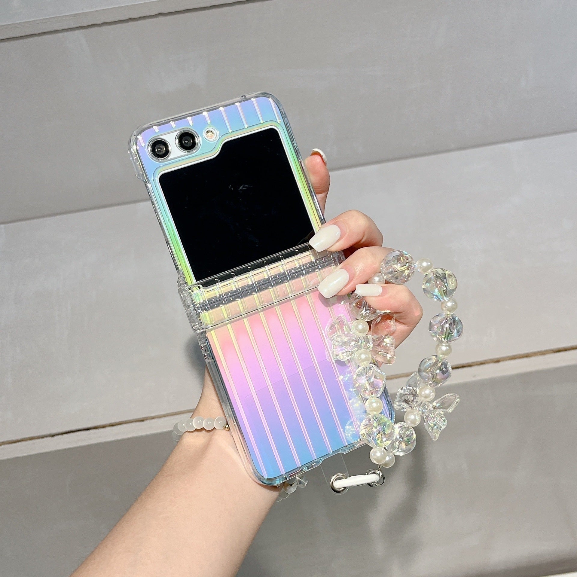 JOYKASE Iridescent Laser Case with Wrist Strap for Galaxy Z Flip Series