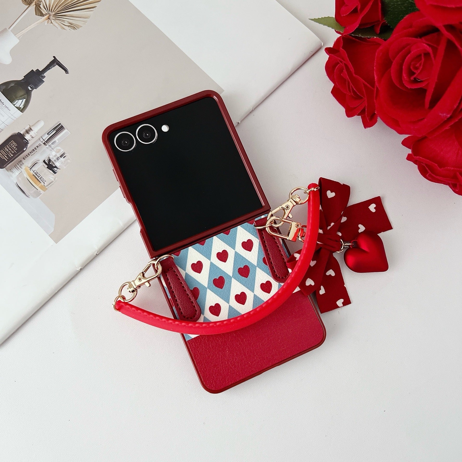 Vintage-Inspired Flip Case with Wrist Strap and Full Protection