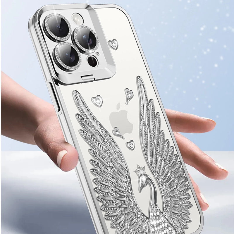 Angel Wing Electroplated Transparent Lens Holder for iPhone 17 Series