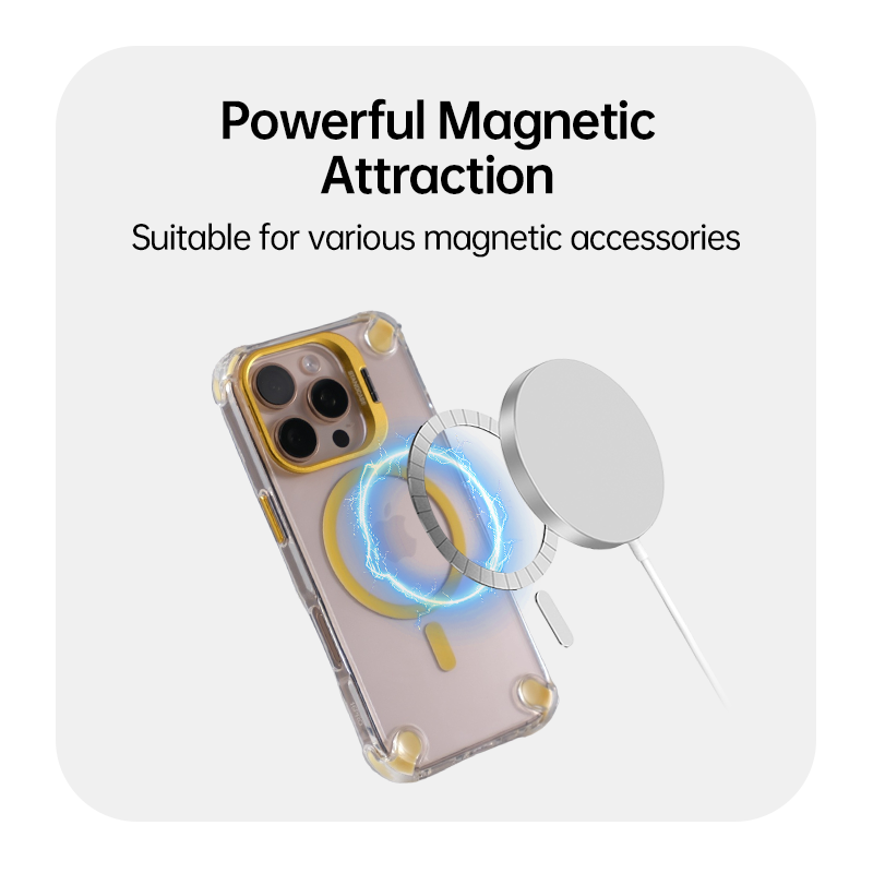 Transparent Magnetic Apple Series Lens Holder with Four-Corner Air Cushion Drop Protection Case for iPhone 17 (Pre-order)