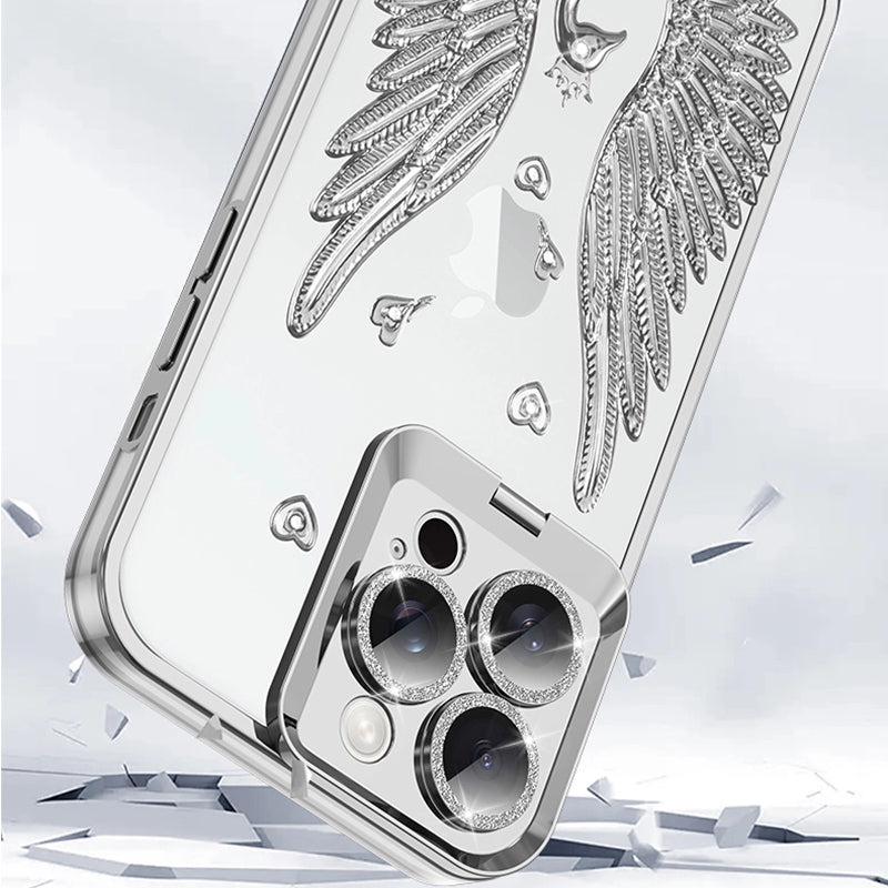 Angel Wing Electroplated Transparent Lens Holder for iPhone 17 Series