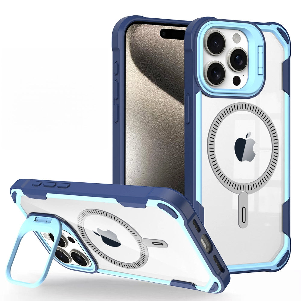 Magnetic Stand Case for iPhone Series Invisible Lens Kickstand, Drop Protection