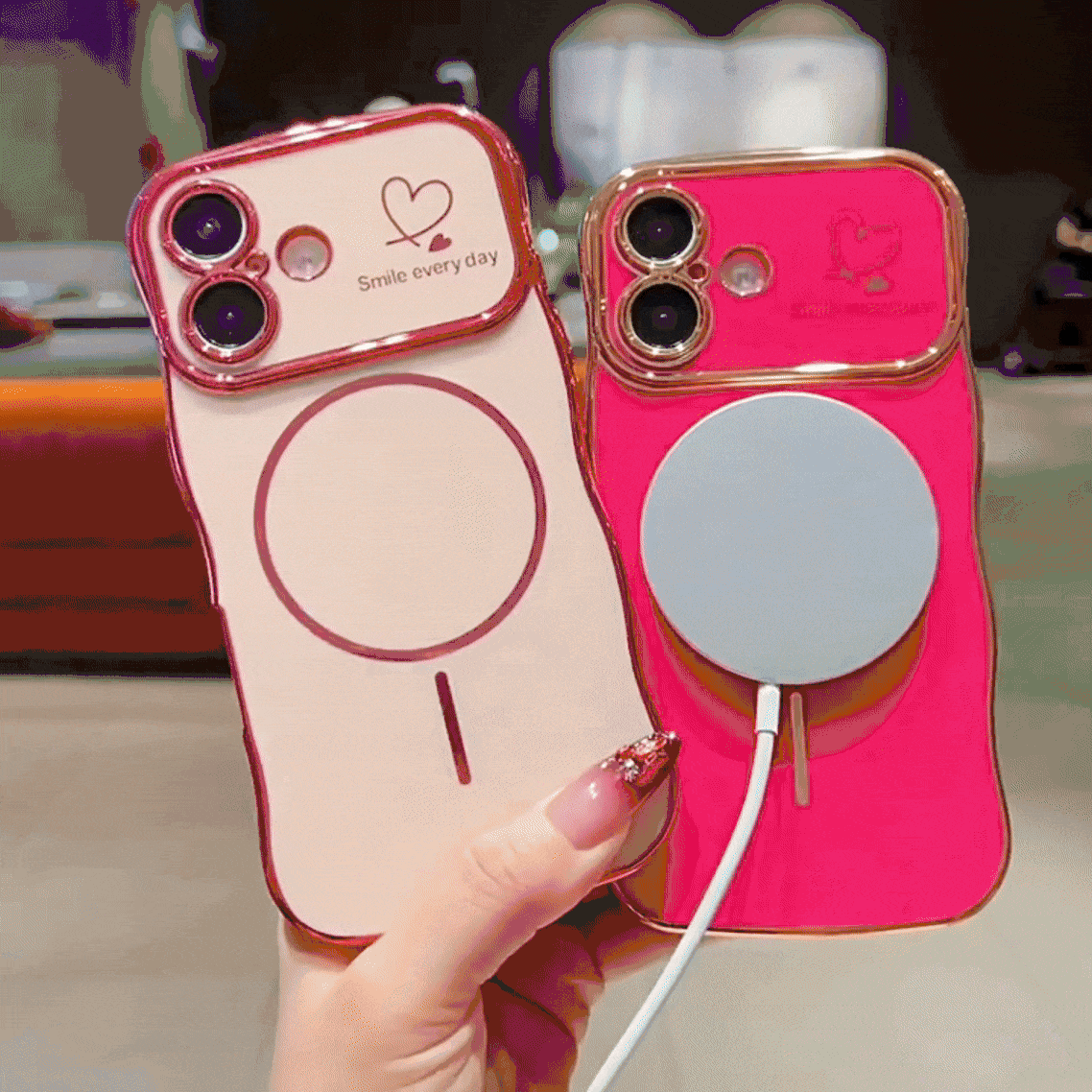 Cute magnetic case with wavy edges
