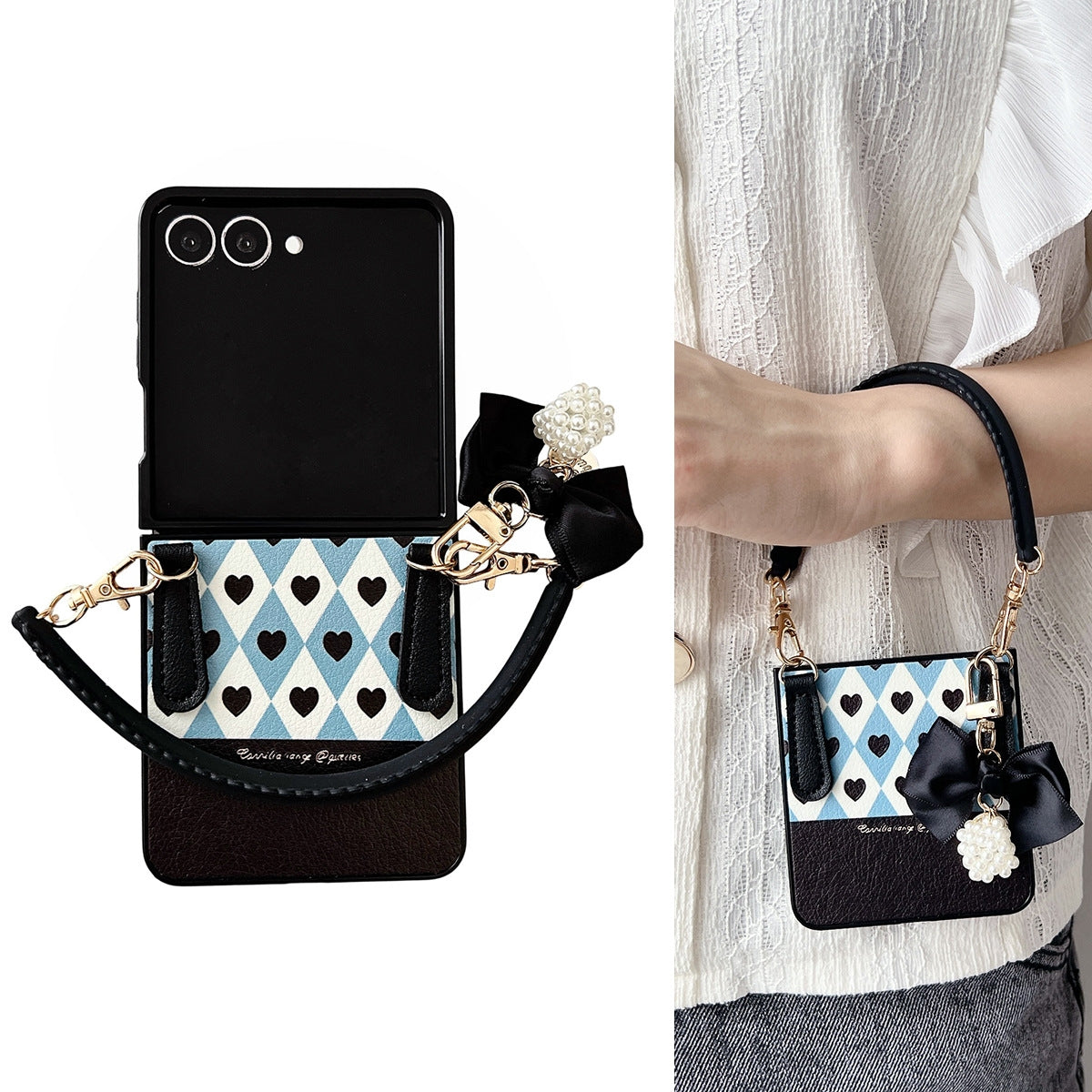 Vintage-Inspired Flip Case with Wrist Strap and Full Protection