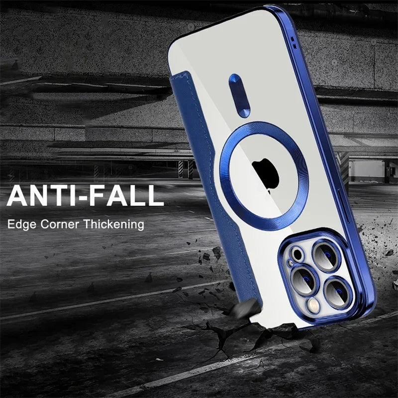 Full-Cover Magnetic Flip Case with Transparent Phone Case for Apple Series