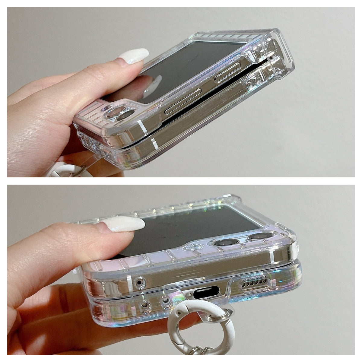 JOYKASE Iridescent Laser Case with Wrist Strap for Galaxy Z Flip Series