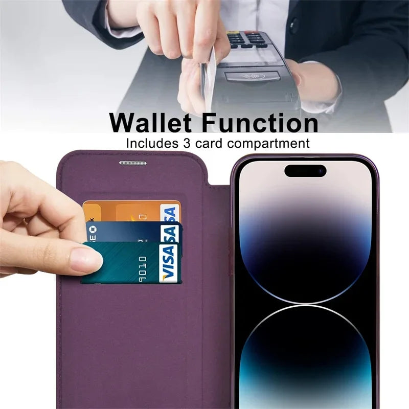 Full-Cover Magnetic Flip Case with Transparent Phone Case for Apple Series