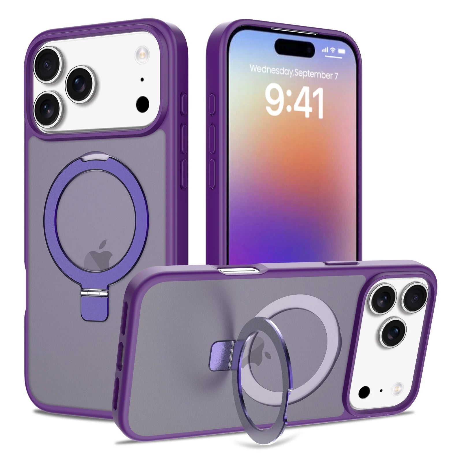 Apple Series Magnetic Shockproof Matte Pivot Stand Protective Case for iPhone 17 Pro Max (Pre-order)