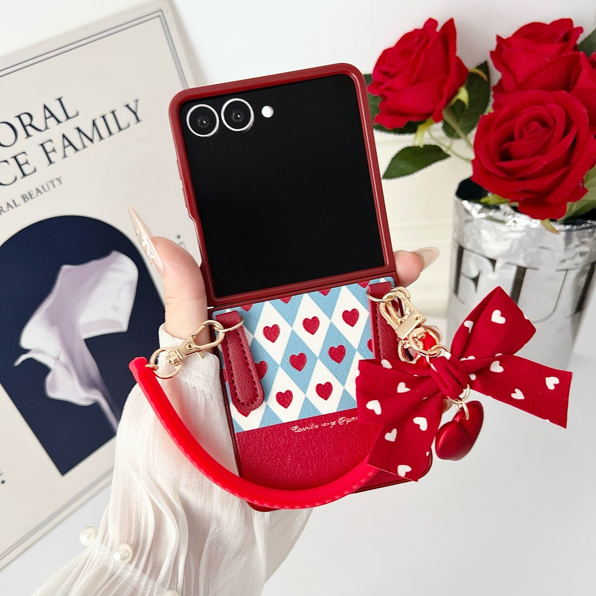 Vintage-Inspired Flip Case with Wrist Strap and Full Protection
