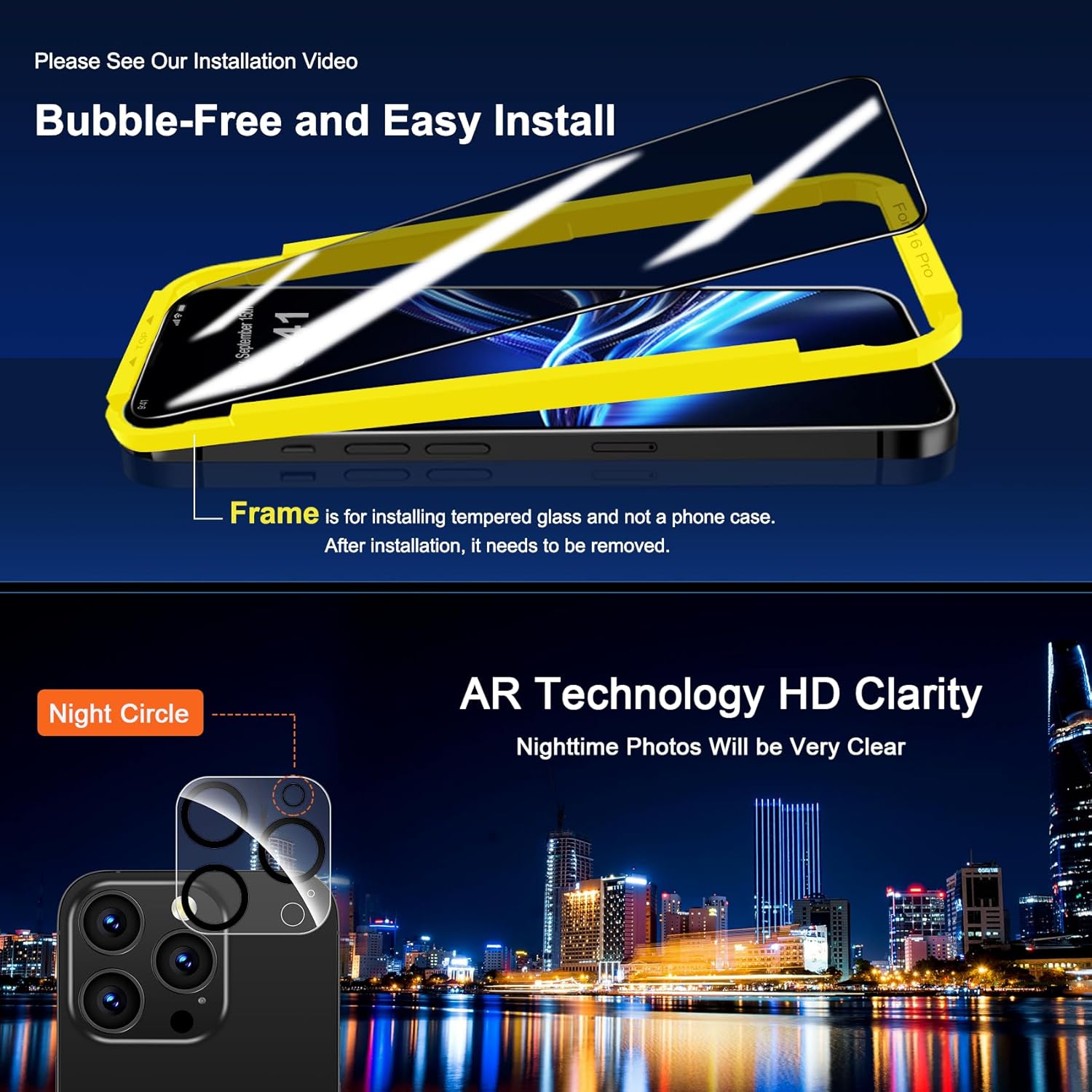 High-end privacy screen protector for iPhone series with installation tool(3-Pack)