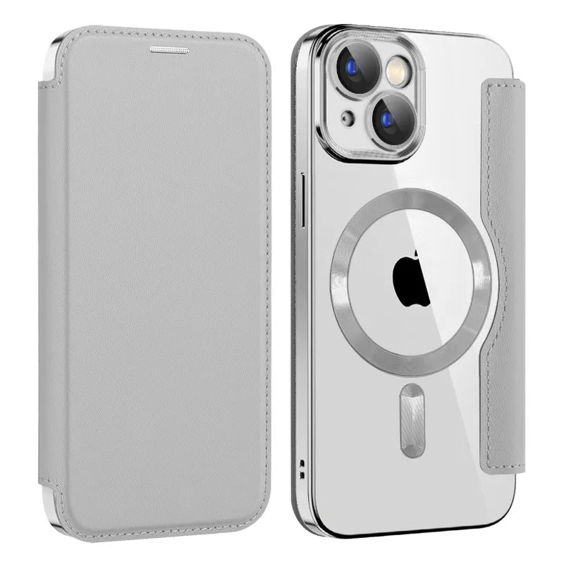 Full-Cover Magnetic Flip Case with Transparent Phone Case for Apple Series