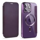 Full-Cover Magnetic Flip Case with Transparent Phone Case for Apple Series