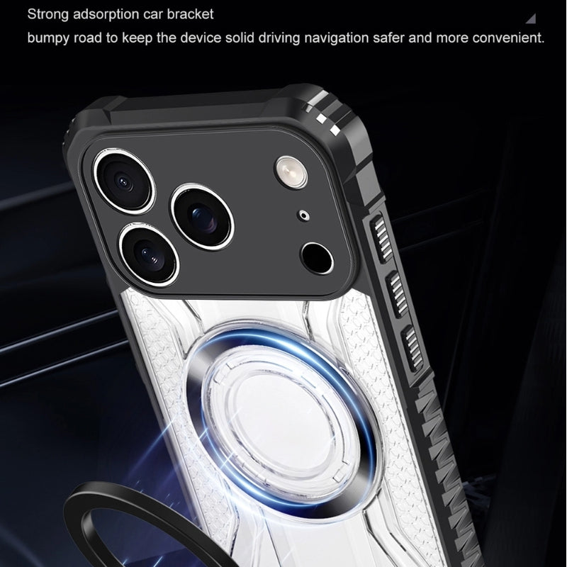 New iPhone 17 Pro Max Battle Shadow CD Pattern Magnetic Corner Shockproof Phone Case