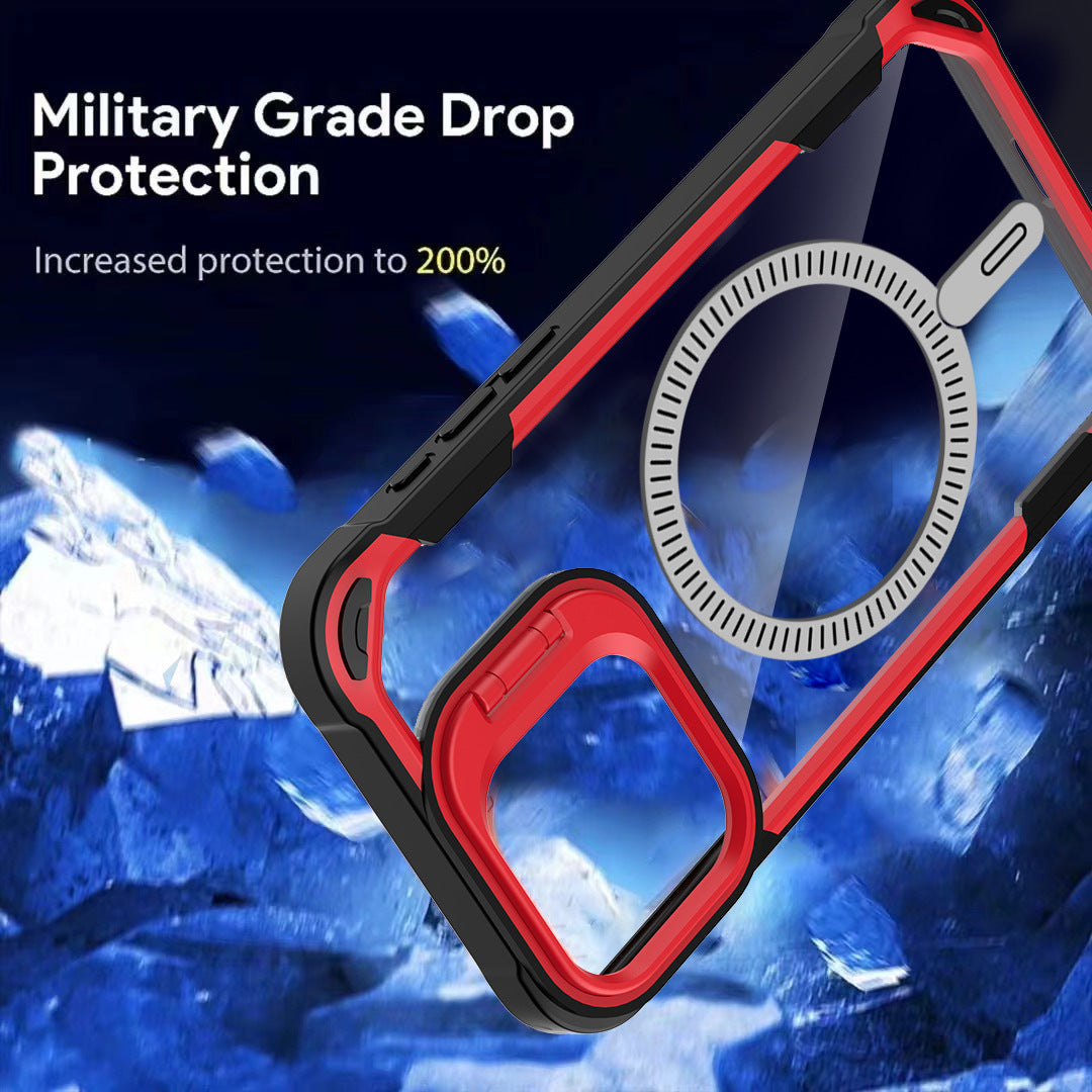 Magnetic Stand Case for iPhone Series Invisible Lens Kickstand, Drop Protection