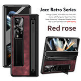 Jazz Retro Style Anyi-fall Protective Leather Phone Case For Galaxy Fold 7/6/5/4 With Front Protection Film And Stylus