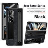 Jazz Retro Style Anyi-fall Protective Leather Phone Case For Galaxy Fold 7/6/5/4 With Front Protection Film And Stylus