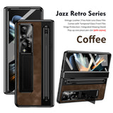 Jazz Retro Style Anyi-fall Protective Leather Phone Case For Galaxy Fold 7/6/5/4 With Front Protection Film And Stylus
