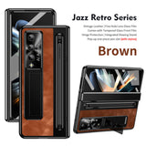 Jazz Retro Style Anyi-fall Protective Leather Phone Case For Galaxy Fold 7/6/5/4 With Front Protection Film And Stylus