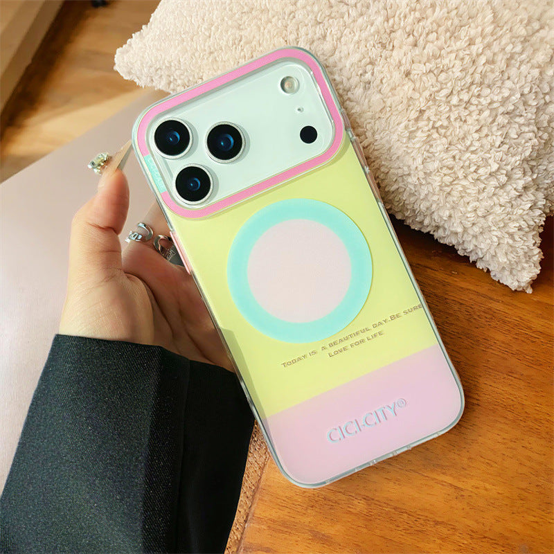 Dopamine Color-Block Apple 17 Magnetic Phone Case for Apple Series