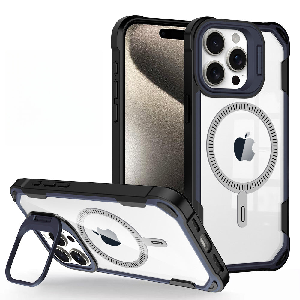 Magnetic Stand Case for iPhone Series Invisible Lens Kickstand, Drop Protection
