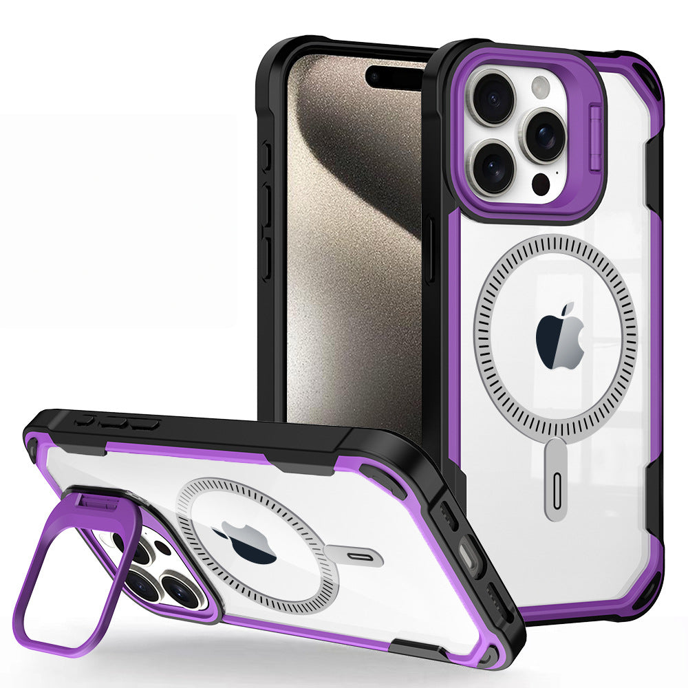 Magnetic Stand Case for iPhone Series Invisible Lens Kickstand, Drop Protection