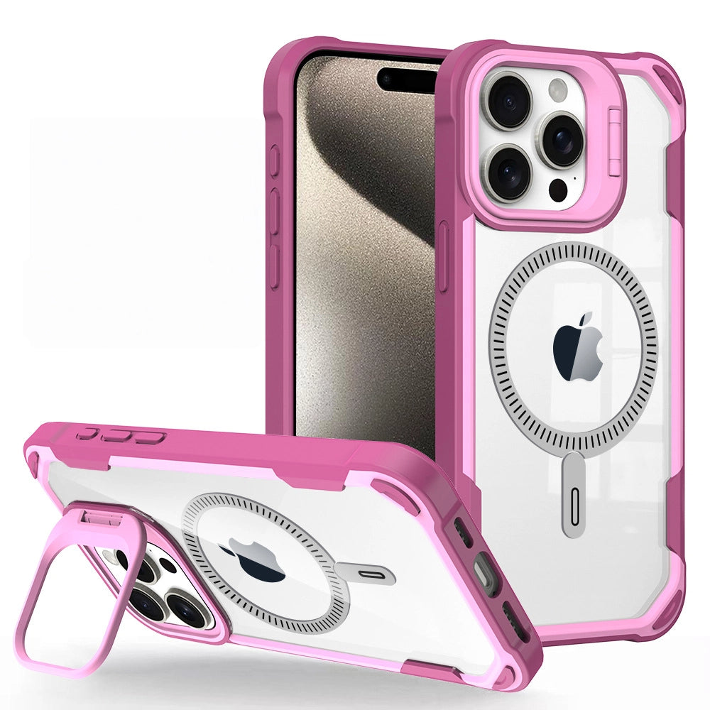 Magnetic Stand Case for iPhone Series Invisible Lens Kickstand, Drop Protection