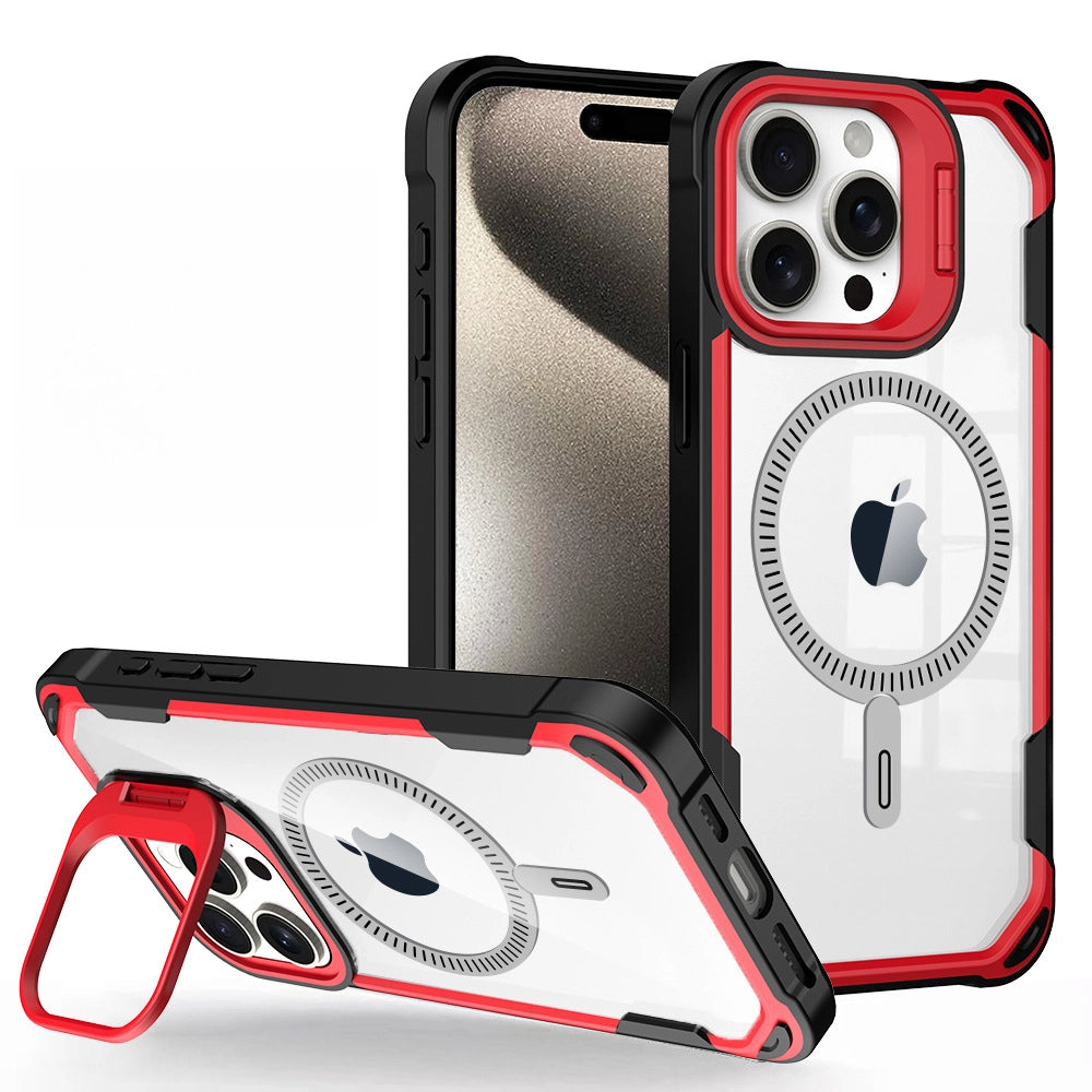 Magnetic Stand Case for iPhone Series Invisible Lens Kickstand, Drop Protection