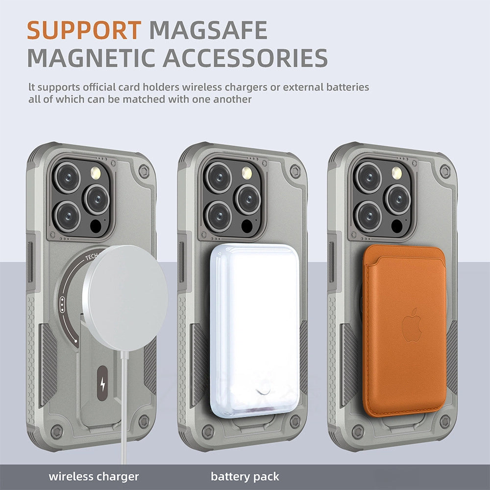 MagSafe Hidden Stand Armor Case for iPhone Series